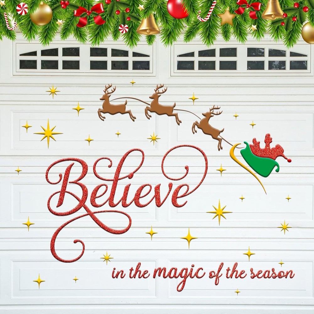 41 Pcs Christmas Garage Door Magnets Decorations Santa Claus Reindeer Star