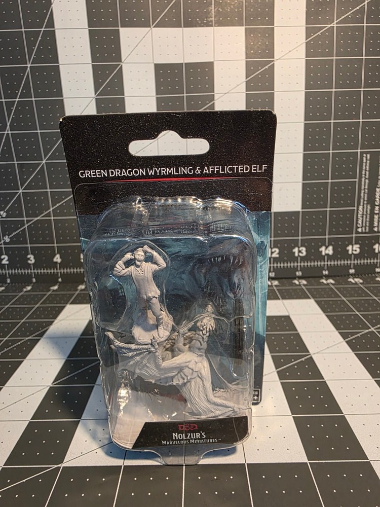 D&D Nolzur's Marvelous Miniatures Green Dragon Wyrmling and Afflicted Elf