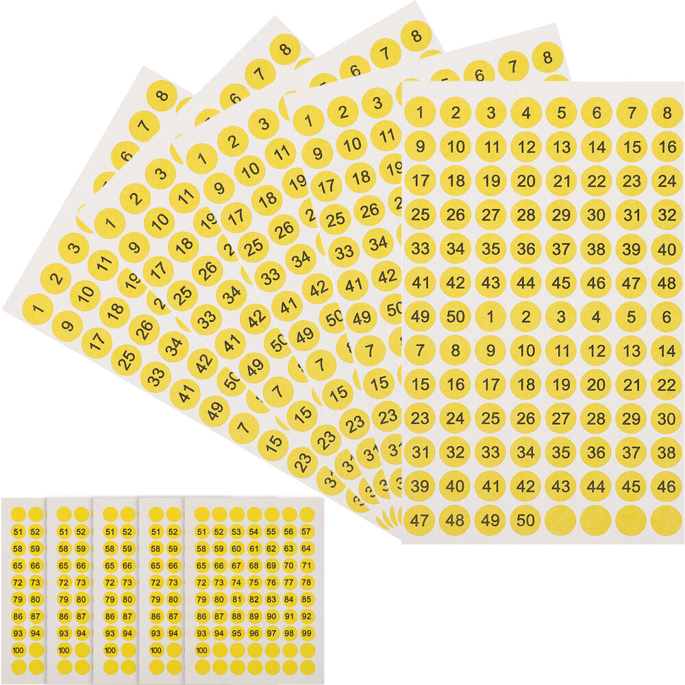 10 Sheets Round Labels Number Stickers Decals Adhesive Office