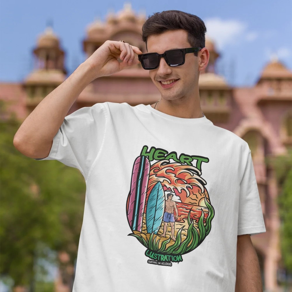 Urban Vibe: Men's Oversized Graphic Tee with Crew Neck and Short Sleeves