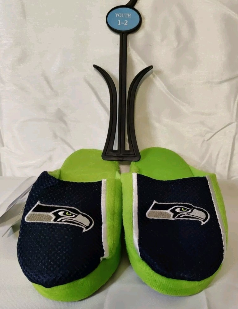 Seattle Seahawks Youth Foco NFL Football Jersey Mesh Slide Slippers Size Small