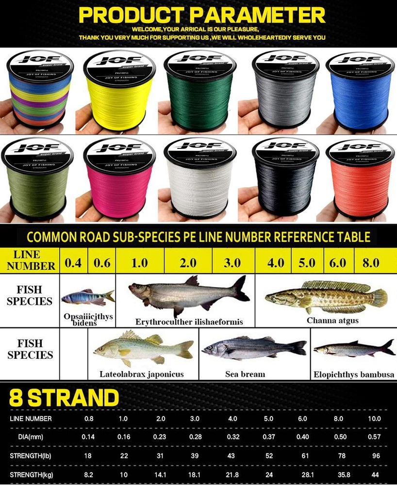 JOF X8 Upgrade Strong Fishing Line 8 Strands PE 300M 500M 1000M Japan 18LB-78LB
