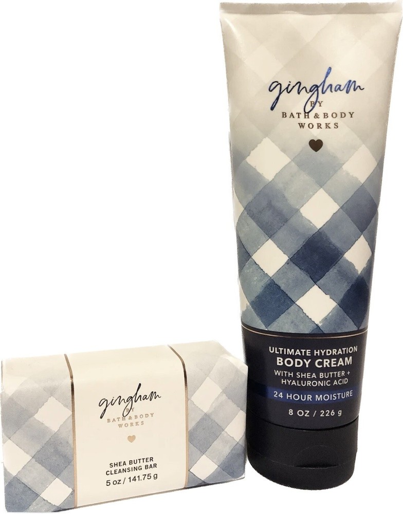 Bath & Body Works Gingham Body Cream & Shea Butter Cleansing Bar Soap