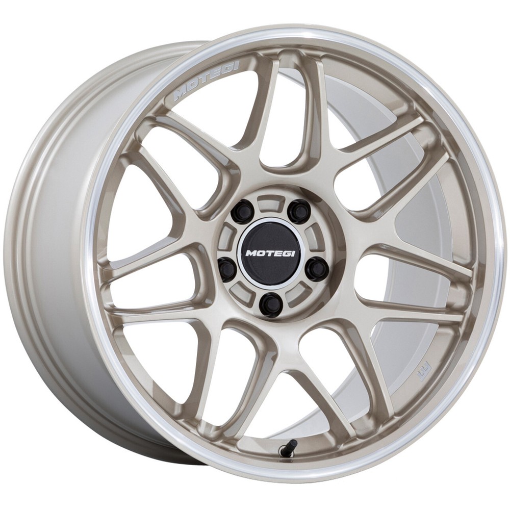 18x9.5 +40 Motegi MR158 Tsubaki 5x4.5 Motorsport Gold Mach Lip Wheels (Set of 4)