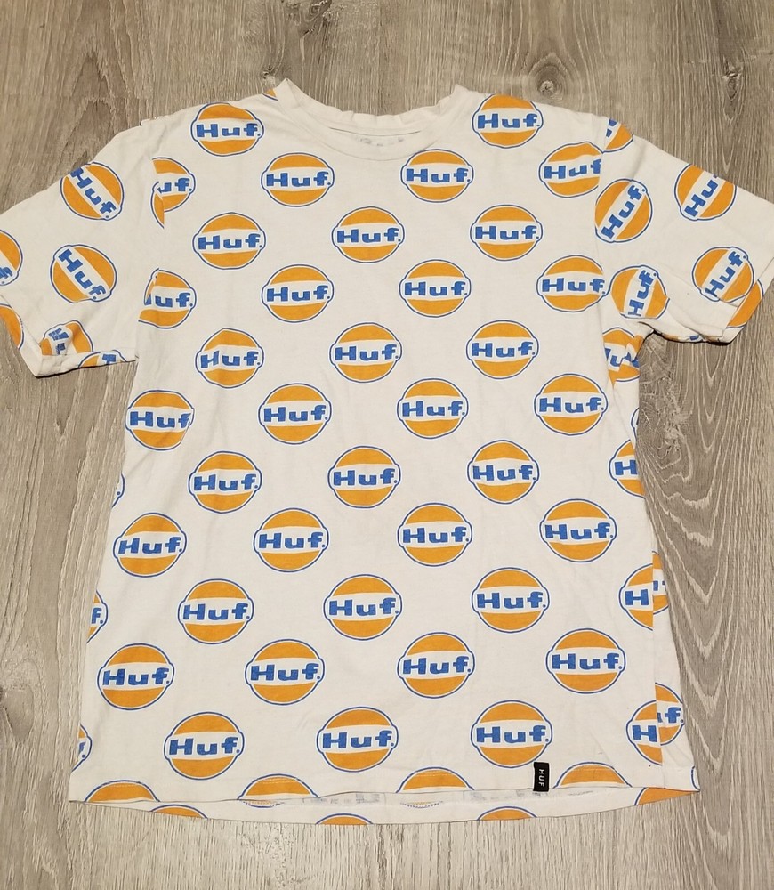 HUF Worldwide Mens Ignite All Over White Skate Tee Size Large  