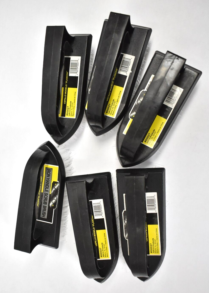 6-Pack Abco Iron Handle Scrub Brushes with White Nylon Bristles 00027-image