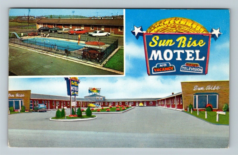 Niagara Falls NY-New York, Sun Rise Motel, Antique Vintage Souvenir Postcard