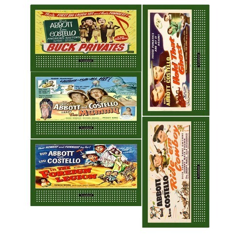 5 BILLBOARD THEME ABBOTT & COSTELLO SIGN INSERTS FITS Lionel Trains 310 Holder-image