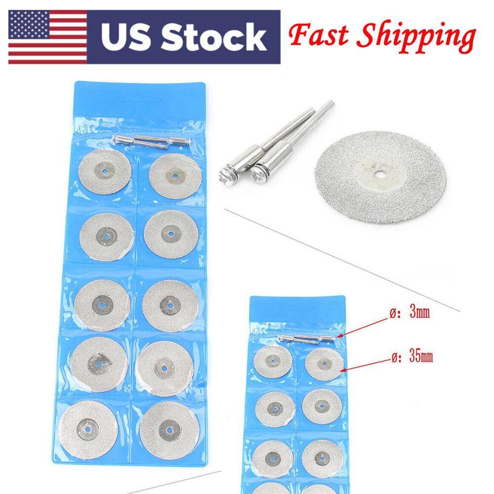 10pcs 35mm Diamond Cutting Wheel Disc Cutter Cut-off Stone Metal Rotary Tool US