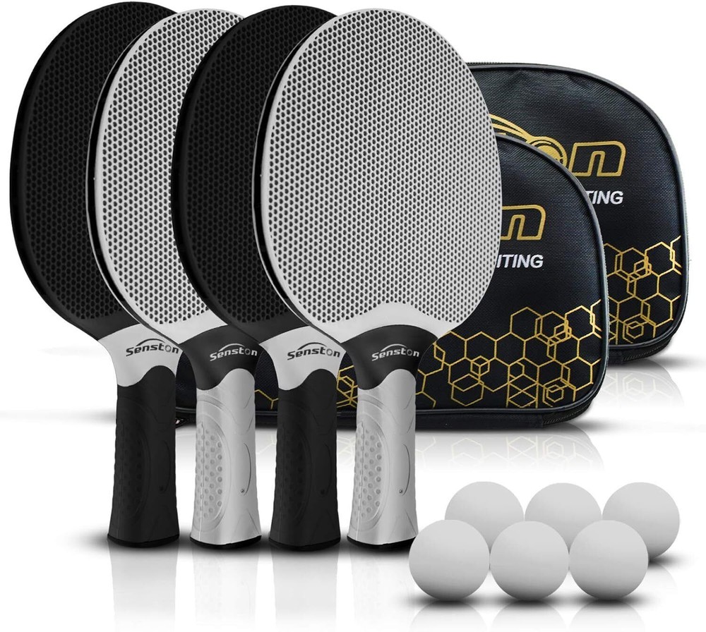 Table Tennis Rackets Set,Professional Ping Pong Paddle Set for 4 Players