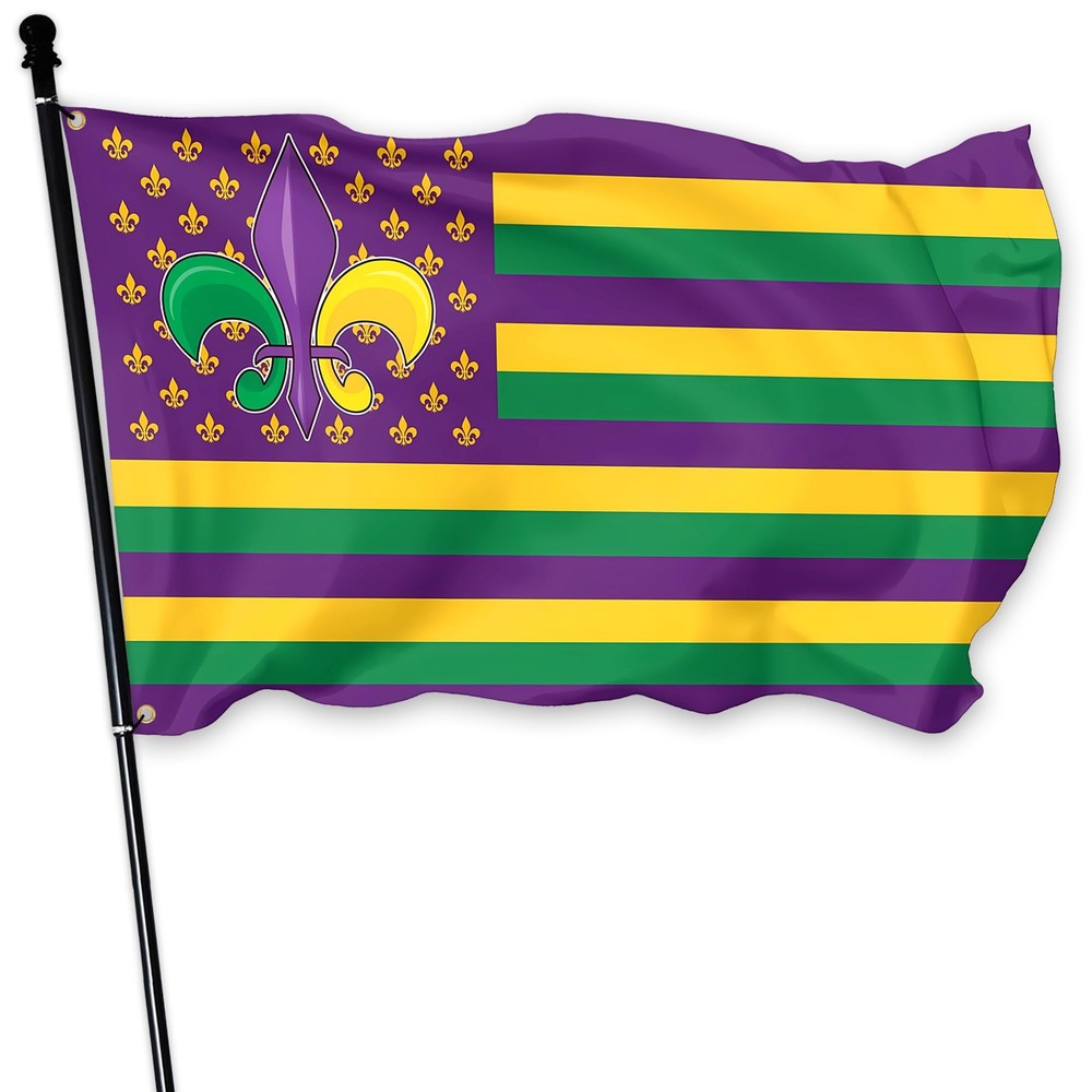 Colorful 3x5ft Durable Mardi Gras Outdoor Yard Flag