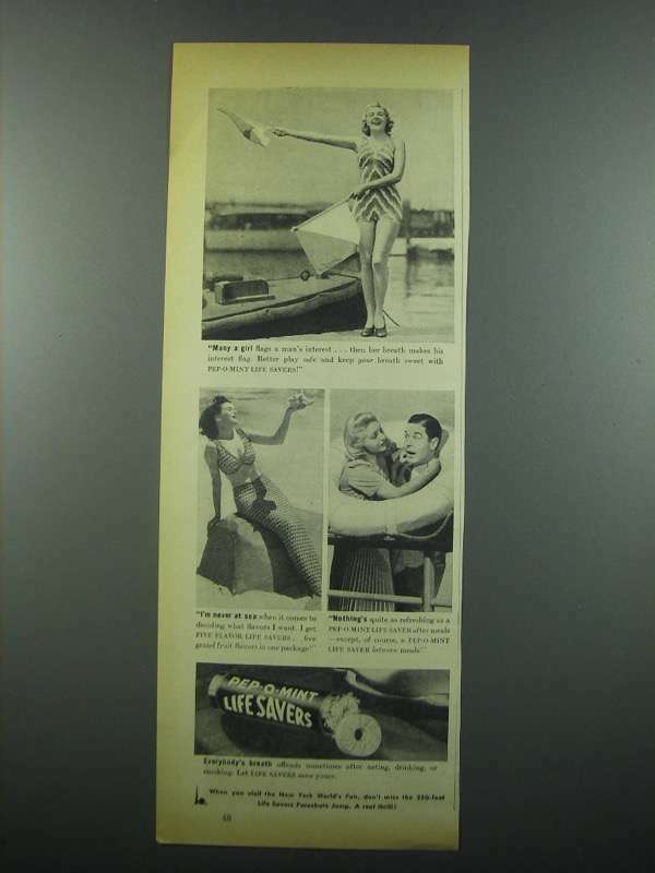 1939 Pep-o-Mint Life Savers Candy Ad - Many a Girl