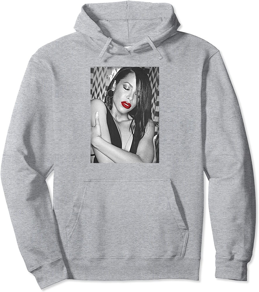 Aaliyah Red Lipstick R&B Hip Hop Unisex Hooded Sweatshirt-image