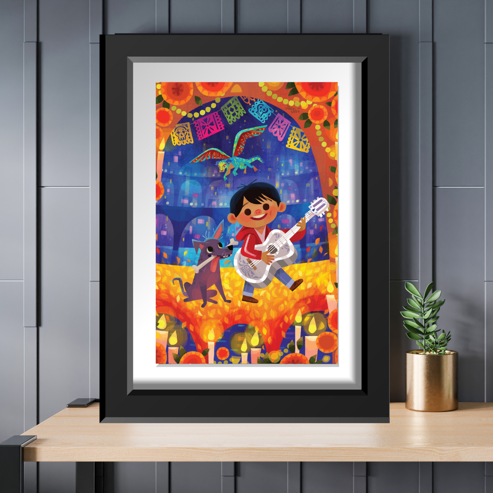 Disney Coco Miguel Guitar Dog 13x19 Matte Archival Art Poster