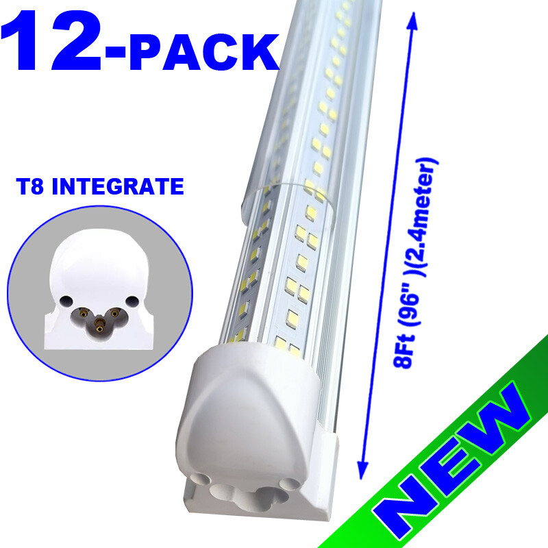 8ft led shop light 144w led Strip Lights 12PC Cold White LED Garage Lights×12