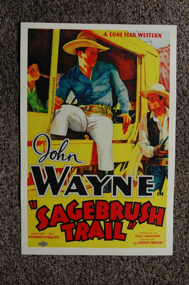 Vintage Sagebrush Trail Lobby Card Poster Featuring John Wayne