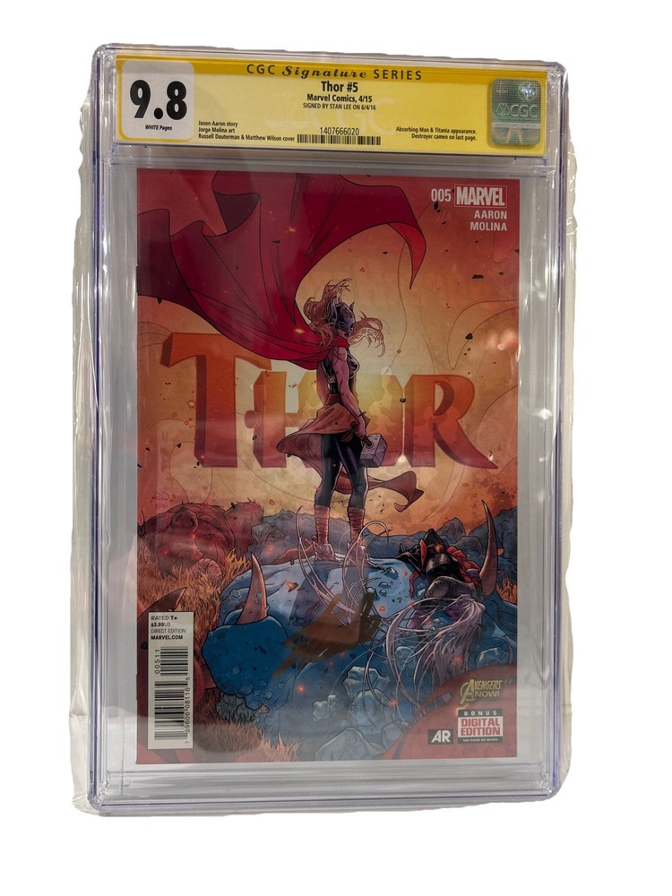The Mighty Thor #5 (Marvel 2015) CGC SS 9.8 Signed By Stan Lee