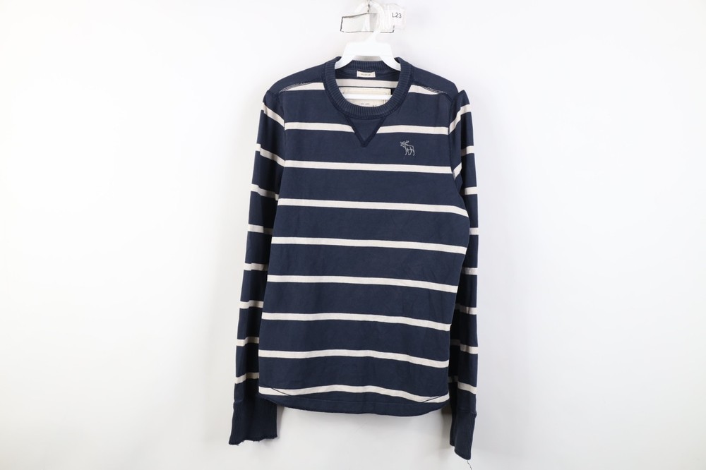 Vtg 90s Y2K Abercrombie & Fitch Mens M Striped Ribbed Knit Long Sleeve T-Shirt-image