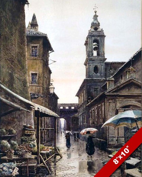 VICOLO DEL CAMPANILE ROMAN STREET PAINTING BORGO ROME ITALY ART CANVAS PRINT