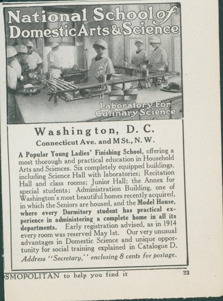 1915 National School Domestic Arts Culinary Laboratory Sciences Vtg Print Ad CO5