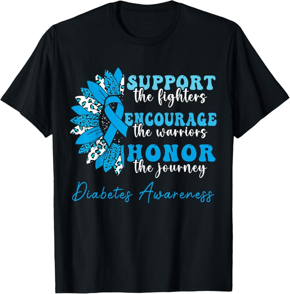 Support Diabetes Awareness Warriors Sunflower Blue Ribbon T-Shirt Hoodie