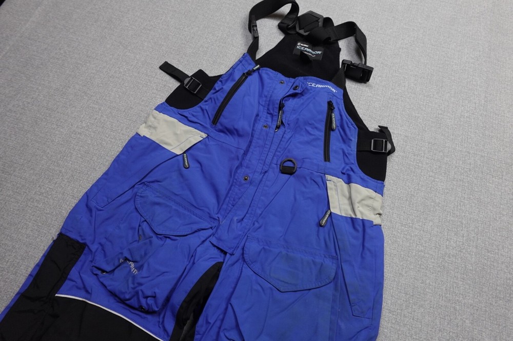 Ice Armour Bibs Mens Medium Blue Clam Fleece Lined Fishing Overalls Warm Soft