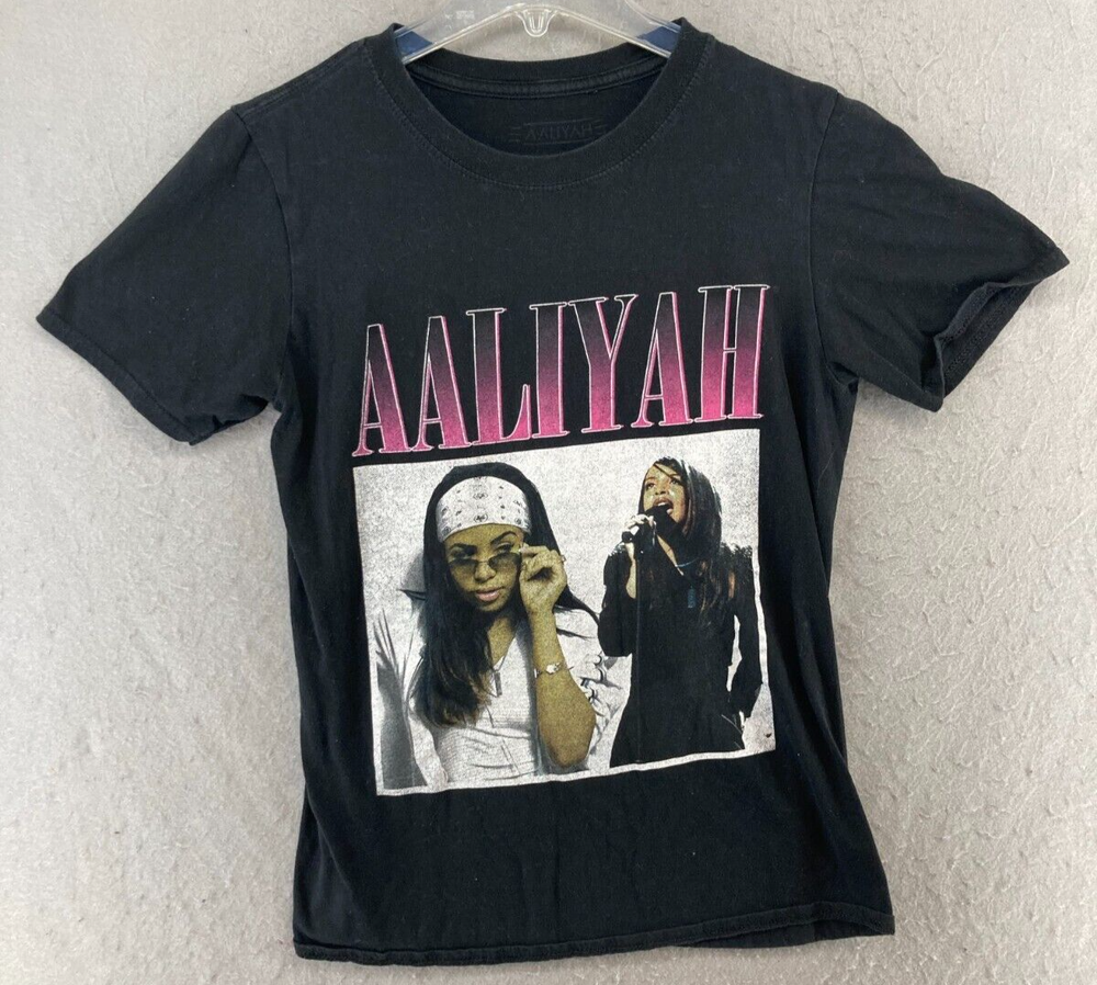 Aaliyah Womens Band TShirt Small Black HipHop-image