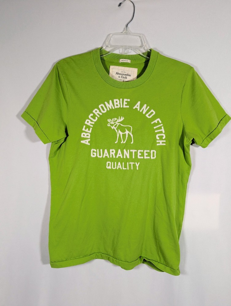 Vtg Y2K Abercrombie & Fitch T-Shirt Mens XL Green Short Sleeve Muscle Fit-image
