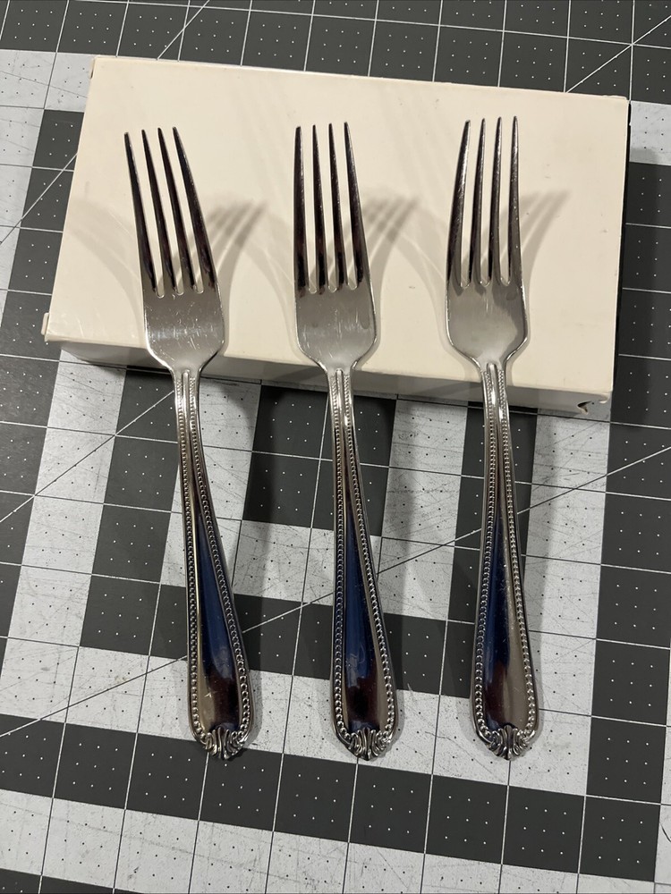 Lenox Bead Plume (3) Dinner Forks 18/10 Stainless Flatware Replacements