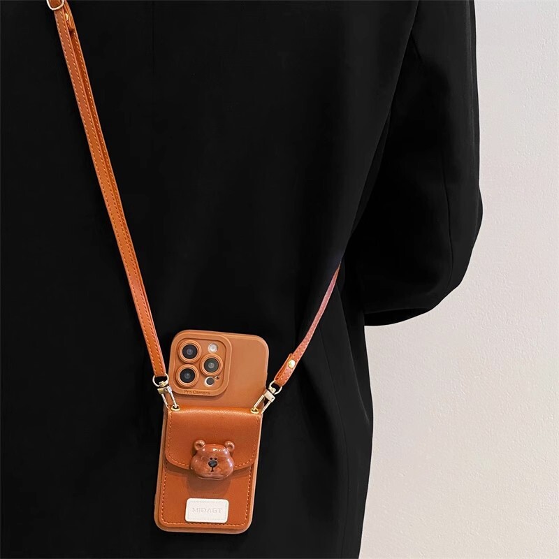 For Apple iPhone 16 15 14 13 12 11 Pro Max Plus Purse Strap Phone Case Cover