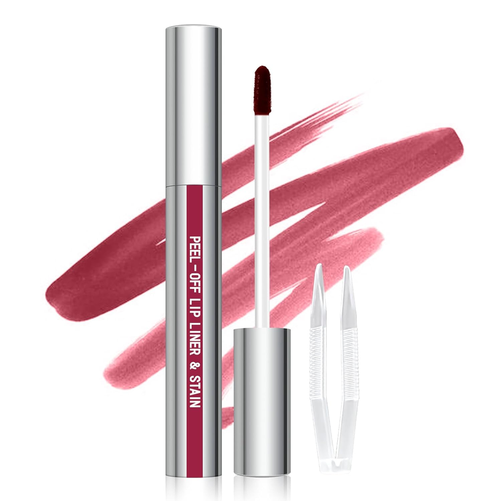 Peel-off long-lasting tattoo lip liner with tweezer for smudge-proof color