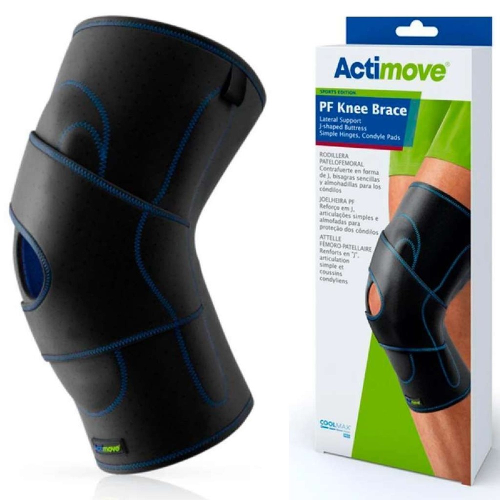 PF Knee Brace with J Buttress & Hinges, Left Leg, Black, Large by ACTIMO
