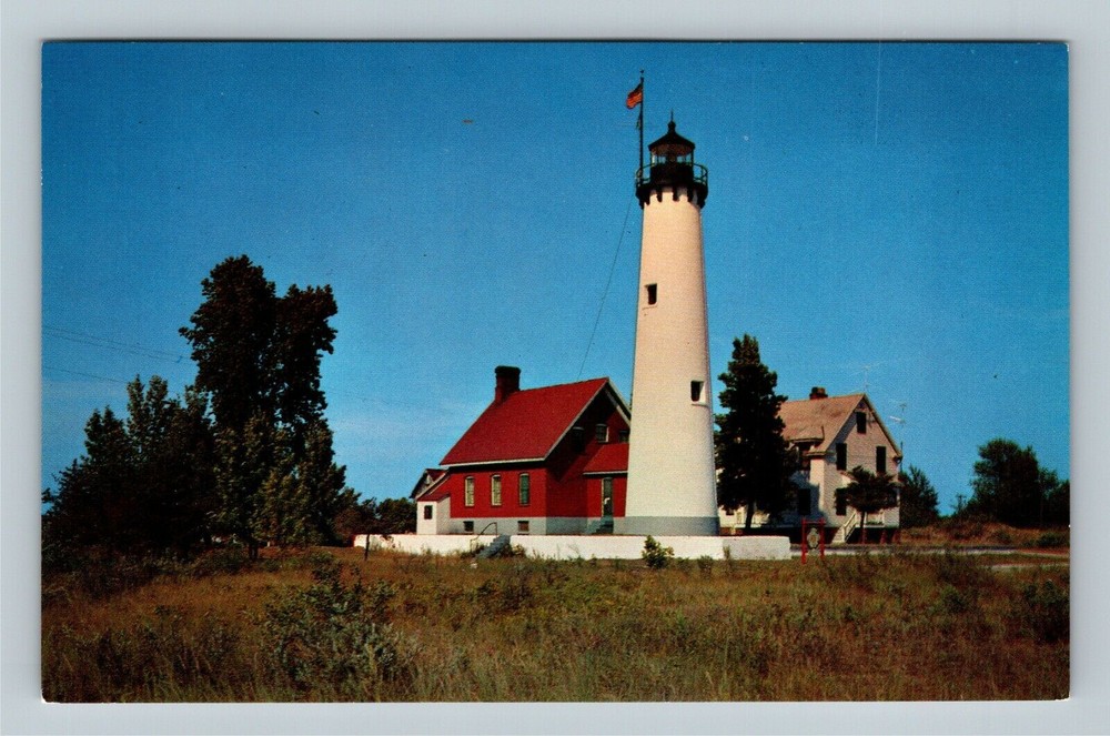Historic 1853 Tawas Point Lighthouse, Lake Huron, Michigan Vintage Postcard
