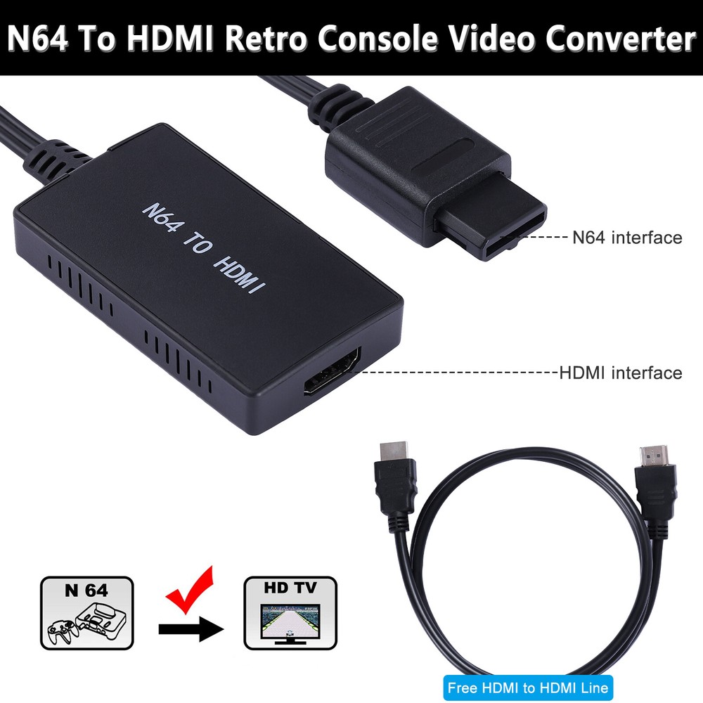 HD Link Adapter Cable N64 To HDMI Converter For Nintendo Gamecube NES SNES US