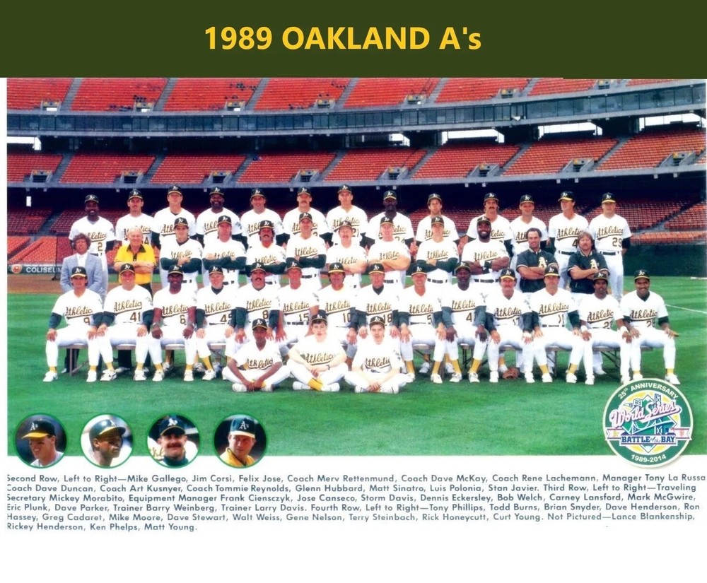 1989 Oakland Athletics A'S Team Baseball Mlb 8x10 PHOTO PRINT