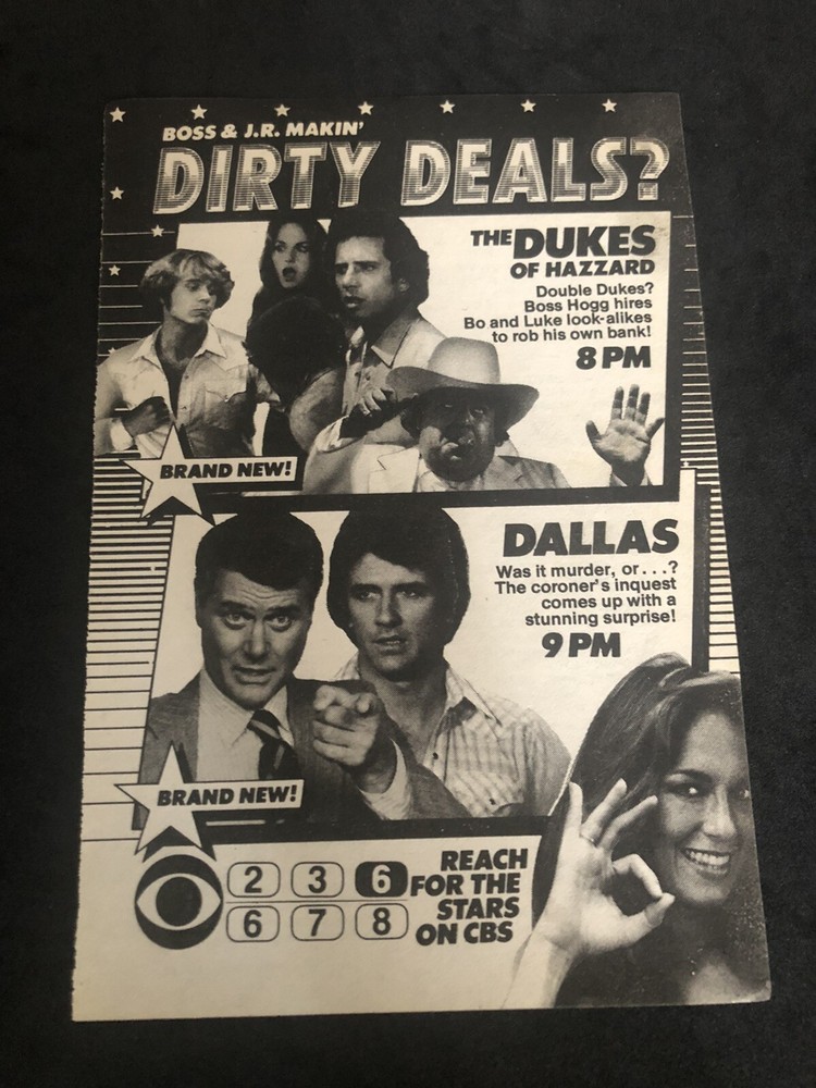 1981 Dukes of Hazzard Dirty Deals & Dallas TV Show Magazine Ad 2D23 Collectible Vintage