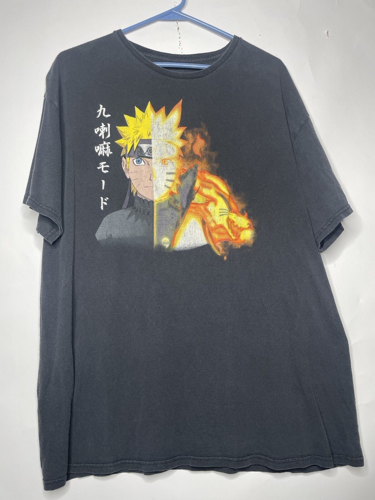 Naruto Tee Shirt Size Large Anime Y2K Black Cartoon