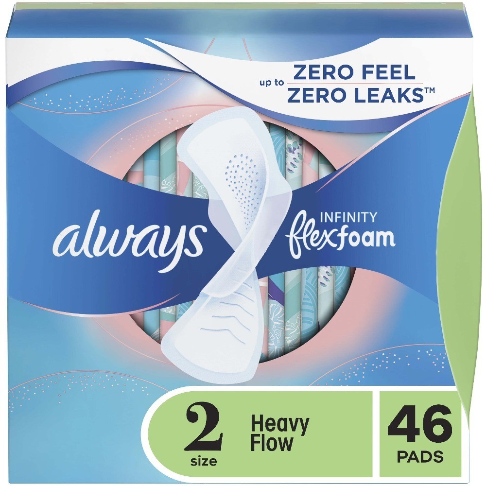 Heavy Flow Overnight Feminine Pads with Wings Unscented 46 Count Sanitary Pads