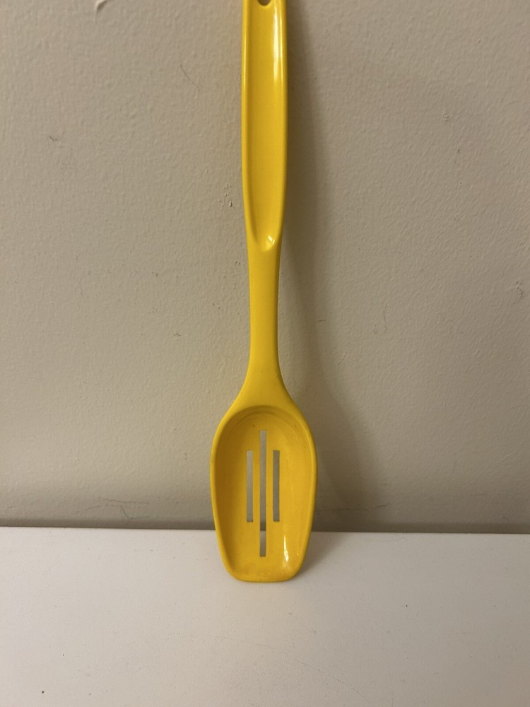 Vintage FOLEY Nylon YELLOW Slotted Serving Spoon 11”