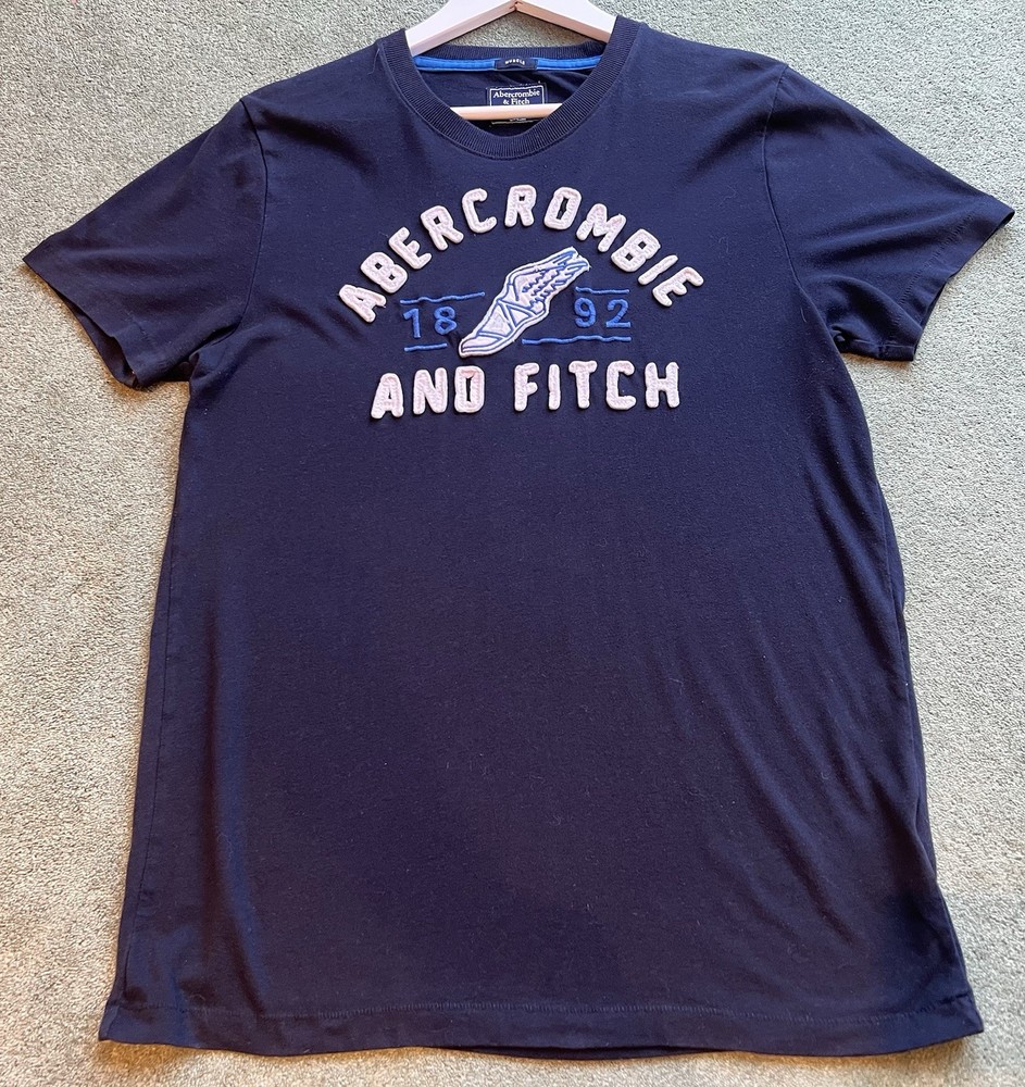 Abercrombie & Fitch Mens Muscle Graphic T-Shirt Top M Navy Blue Cotton-image