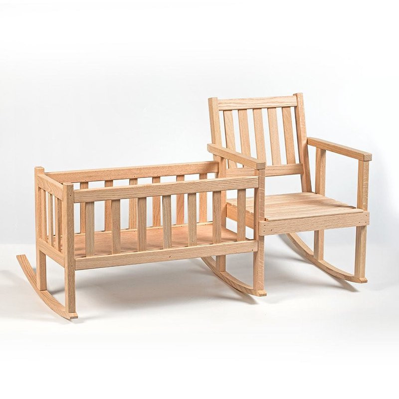 Eli & Mattie Wooden Rocker and Cradle - Amish Made Handcrafted for 18 inch Dolls