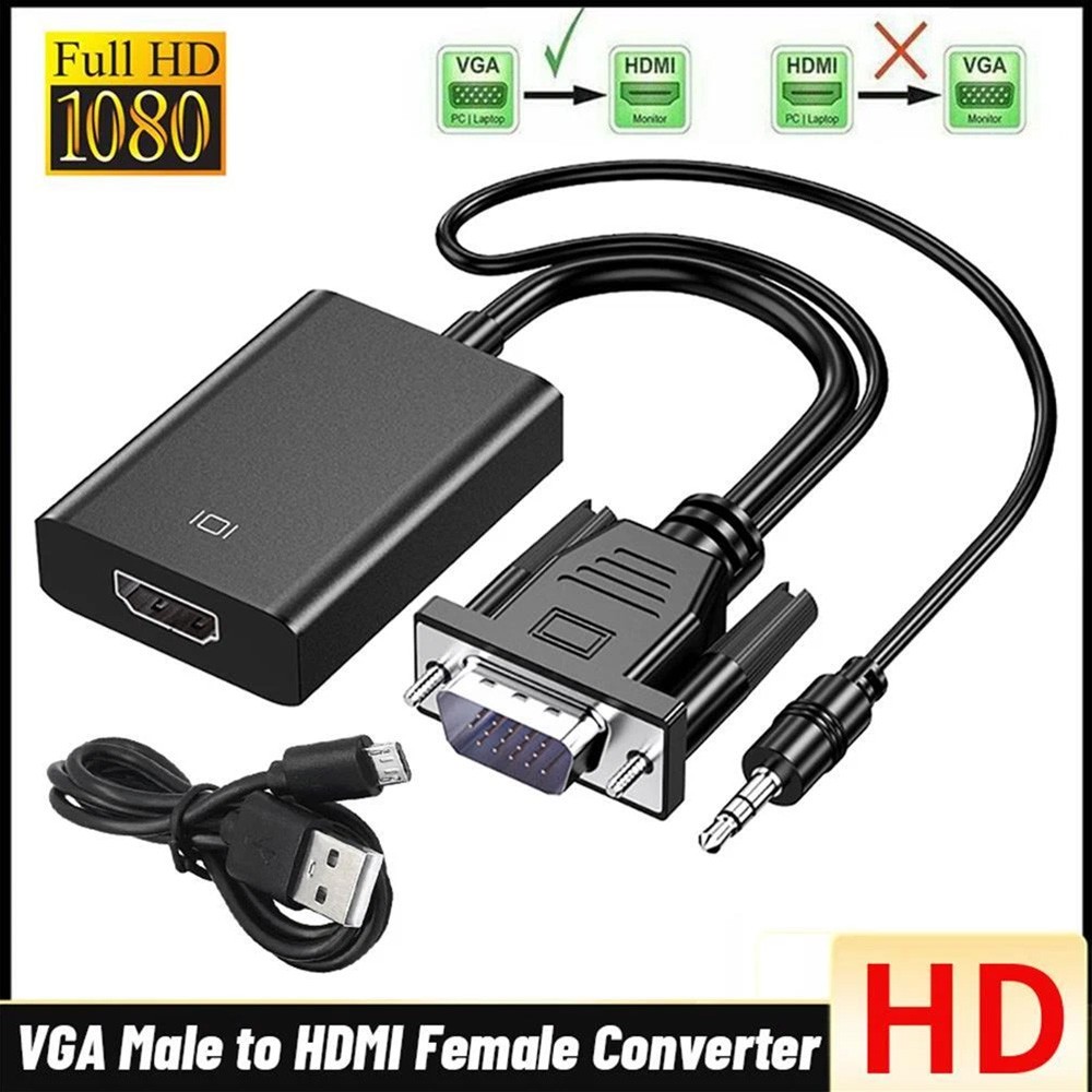 VGA Male to HDMI Female Converter Adapter Cable 1080P for PC HDTV DVD Laptop