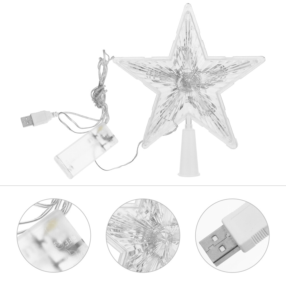Small Tree Topper Light up Star Ornaments for Table Christmas