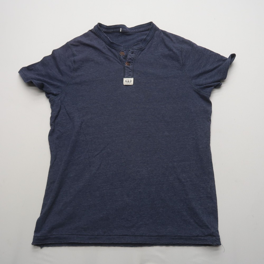 Abercrombie & Fitch Mens T Shirt Small Short Sleeve Henley Button Y2K Logo-image