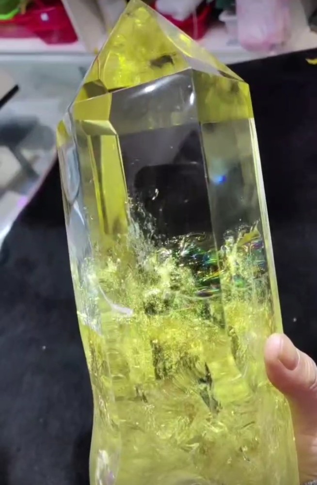 8.8LB Natural Citrine Quartz Obelisk Raw Crystal Wand Tower for Healing