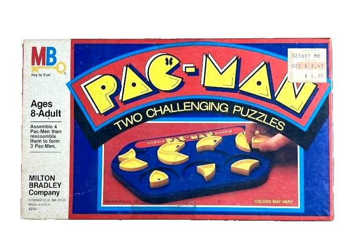 MB Pac Man Two Challenging Puzzles Game 1982 Milton Bradley COMPLETE atari Retro