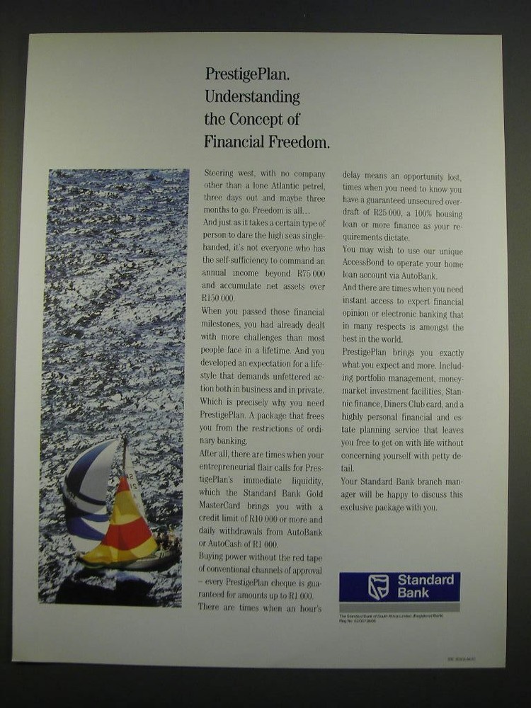 1989 Standard Bank Ad - PrestigePlan. Understanding the concept