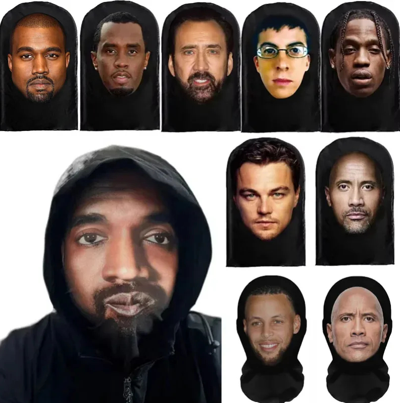 Cosplay Headwear Hiphop Fashion Balaclava 3D Printed Mask Elastic Mesh Full Face