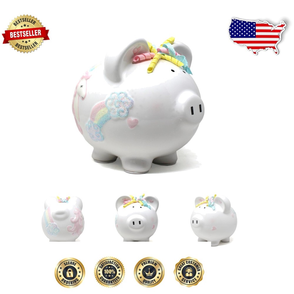 Vibrant Unicorn Piggy Bank for Girls - Hand-Painted Ceramic Savings Treasure
