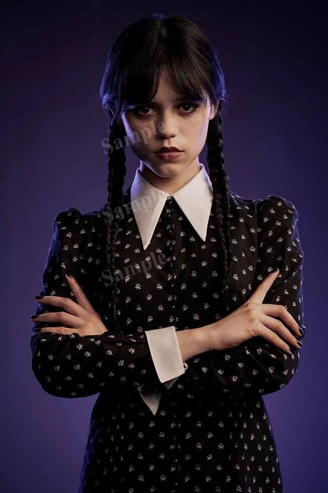 Jenna Ortega In Black Dress Arms Folded Wednesday Addams 8x10 PHOTO PRINT